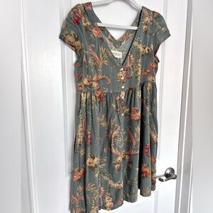 Ralph Lauren Denim & Suppy Dress in Gray with Pink Floral